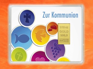 1/10 Unze Gold Geschenkbarren Flipmotiv: Zur Kommunion