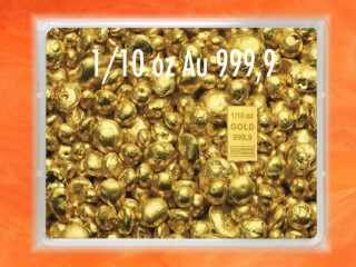 1/10 Unze Gold Geschenkbarren Flipmotiv: Goldgranulat