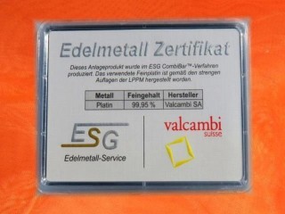 1 Gramm Platin Geschenkbarren Motiv wählbar