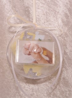 1 g gold gift bar motif: Birth baby fingers in gift ball / globe handmade decorated