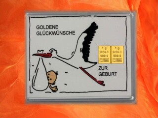 2 g gold gift bar motif: Zur Geburt