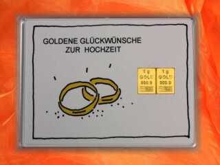 2 g gold gift bar motif: Hochzeit Ringe