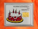2 Gramm Gold Geschenkbarren Motiv: Geburtstag Torte
