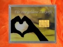 2 g gold gift bar motif: golden futur in gift ball / globe handmade decorated