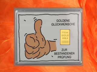 1/10 oz. gold gift bar motif: Bestandene Prüfung