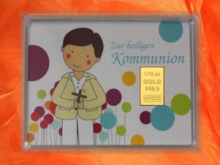 1/10 oz. gold gift bar motif: Kommunion Junge