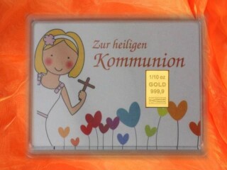 1/10 oz. gold gift bar motif: Kommunion Mädchen