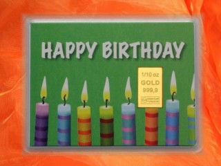 1/10 oz. gold gift bar motif: Happy birthday candles
