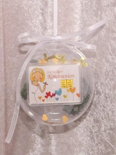2 Gramm Goldbarren Kommunion Mädchen in dekorierter Geschenkkugel