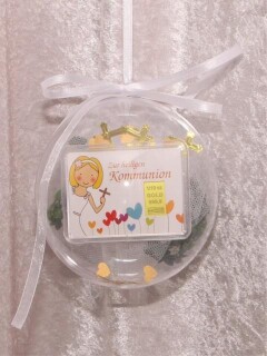 1/10 Unze Goldbarren Kommunion Mädchen in dekorierter Geschenkkugel
