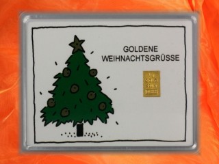1 g gold gift bar motif: goldene Weihnachten Weihnachtsbaum