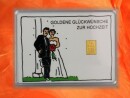 1 Gramm Gold Geschenkbarren Motiv: Hochzeit Brautpaar in dekorierter Geschenkkugel