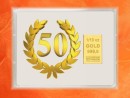 1/10 Unze Geschenkbarren Flipmotiv 50 Jahre Geburtstag Goldene Hochzeit in dekorierter Geschenkkugel