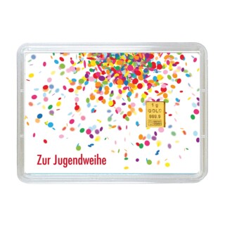 1 Gramm Gold Geschenkbarren Flipmotiv: Jugendweihe