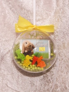 2 g gold gift bar motif: Happy Easter in gift ball / globe handmade decorated