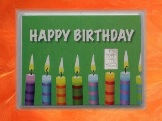 1 g silver gift bar motif Happy birthday candles