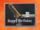 1 g silver gift bar motif Happy birthday Champagne