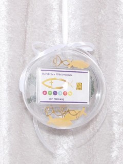 1 Gramm Gold Geschenkbarren zur Firmung in Geschenkkugel dekoriert