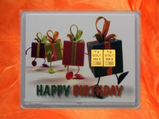 2 g gold gift bar motif: Happy birthday gifts