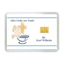 2 g gold gift bar motif: Alles Liebe zur Taufe in gift ball / globe handmade decorated