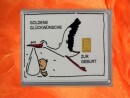 1 g gold gift bar Zur Geburt for boys in decorated gift box stork