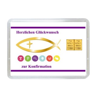 2 g gold gift bar motif: Konfirmation fish