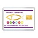 2 g gold gift bar motif: Konfirmation fish