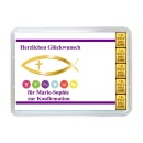 5 Gramm Goldbarren Konfirmation in dekorierter Geschenkkugel Fisch