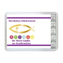 5 g silver gift bar motif: Konfrimation in gift ball / globe handmade decorated fish