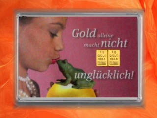 2 Gramm Gold Geschenkbarren Motiv: Küss den Frosch