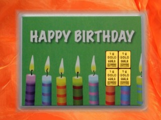 4 g gold gift bar motif: Happy birthday candles