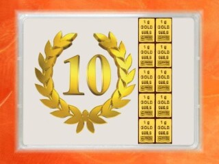 10 Gramm Gold Geschenkbarren Flipmotiv: Jubiläum 10 Jahre