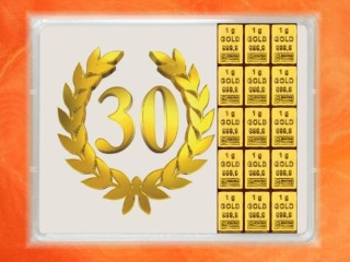 15 Gramm Gold Geschenkbarren Flipmotiv: Jubiläum Geburtstag 30 Jahre