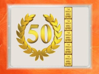 5 Gramm Gold Geschenkbarren Flipmotiv: Jubiläum Geburtstag 50 Jahre