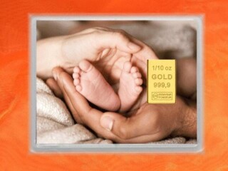 1 g gold gift bar flip motif: childbirth Zur Geburt