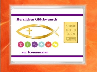 1/10 oz. gold gift bar motif: Kommunion fisch