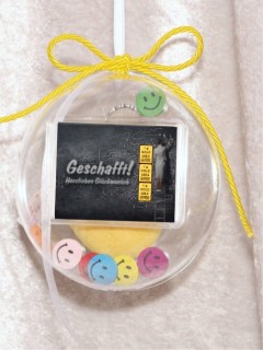 3 g gold gift bar Gratulation exam in gift ball / globe handmade decorated