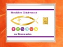 1 Gramm Goldbarren Kommunion Motiv Fisch in dekorierter Geschenkkugel