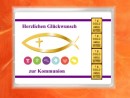 4 Gramm Goldbarren Kommunion Motiv Fisch in dekorierter Geschenkkugel