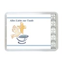 5 g silver gift bar motif: Alles Liebe zur Taufe in gift ball / globe handmade decorated