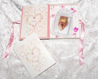 1/10 oz. gold gift bar flipmotif: Alles Gute zur Geburt for girls in decorated gift box