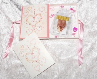 10 g gold gift bar flipmotif: Alles Gute zur Geburt for girls in decorated gift box