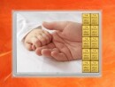 10 g gold gift bar flipmotif: Alles Gute zur Geburt for girls in decorated gift box