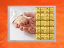 20 g gold gift bar flipmotif: Alles Gute zur Geburt for girls in decorated gift box
