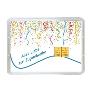 2 Gramm Gold Geschenkbarren Motiv: Alles Liebe zur Jugendweihe