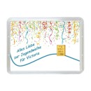 1 Gramm Goldbarren Alles Liebe zur Jugendweihe in dekorierter Geschenkkugel