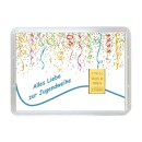 1/10 oz. gold gift bar motif Alles Liebe zur Jugendweihe in gift ball / globe handmade decorated