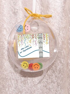 5 Gramm Silber Geschenkbarren zur Alles Liebe zur Jugendweihe in Geschenkkugel dekoriert