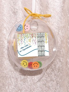 10 g silver gift bar motif: Alles Liebe zur Jugendweihe in gift ball / globe handmade decorated
