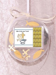 15 Gramm Gold Geschenkbarren Alles Liebe zur Taufe in dekorierter Geschenkkugel